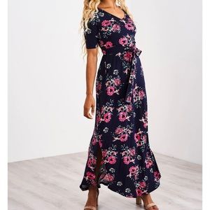 This is the latched mama starlet nursing maxi dress in Black Forest bloom